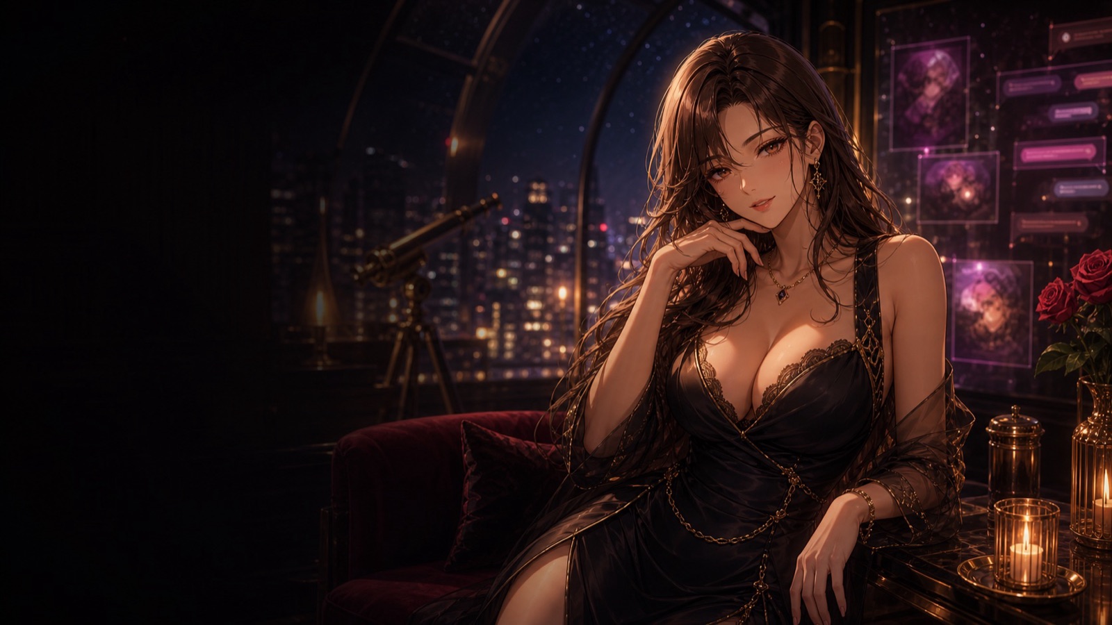 AI companion in a private neon lounge